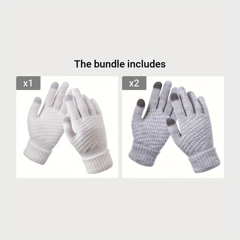 1 Pair Knit Thermal Winter Gloves, Solid Color Touch Screen Thickened Sports Gloves For Cycling Hiking