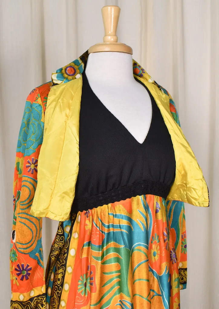 1960s Gold Fish Vintage Maxi Dress Set