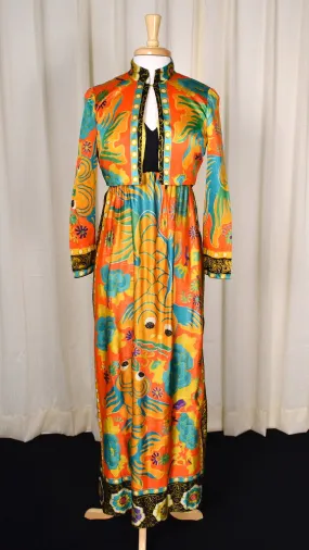 1960s Gold Fish Vintage Maxi Dress Set