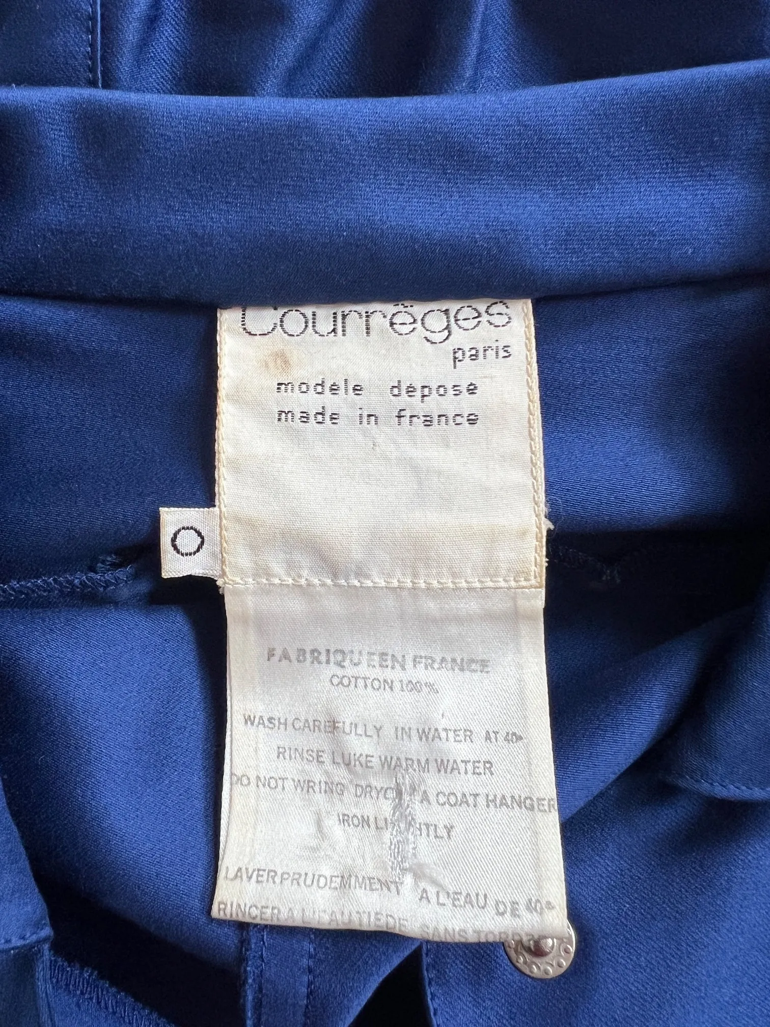 1970s Courreges Royal Blue Cotton Maxi Skirt and Cropped Jacket
