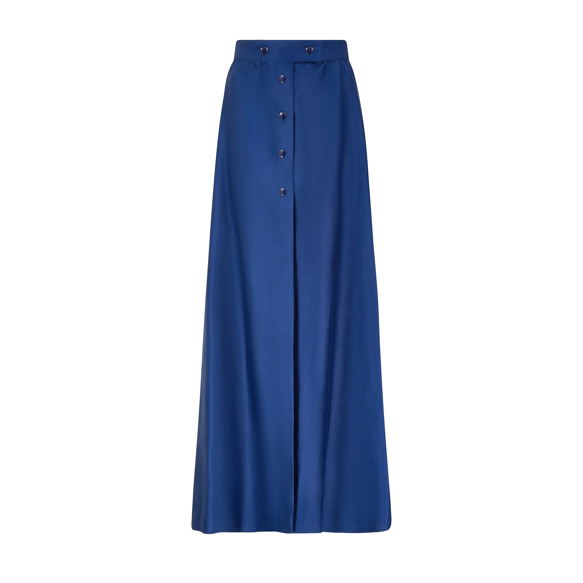 1970s Courreges Royal Blue Cotton Maxi Skirt and Cropped Jacket