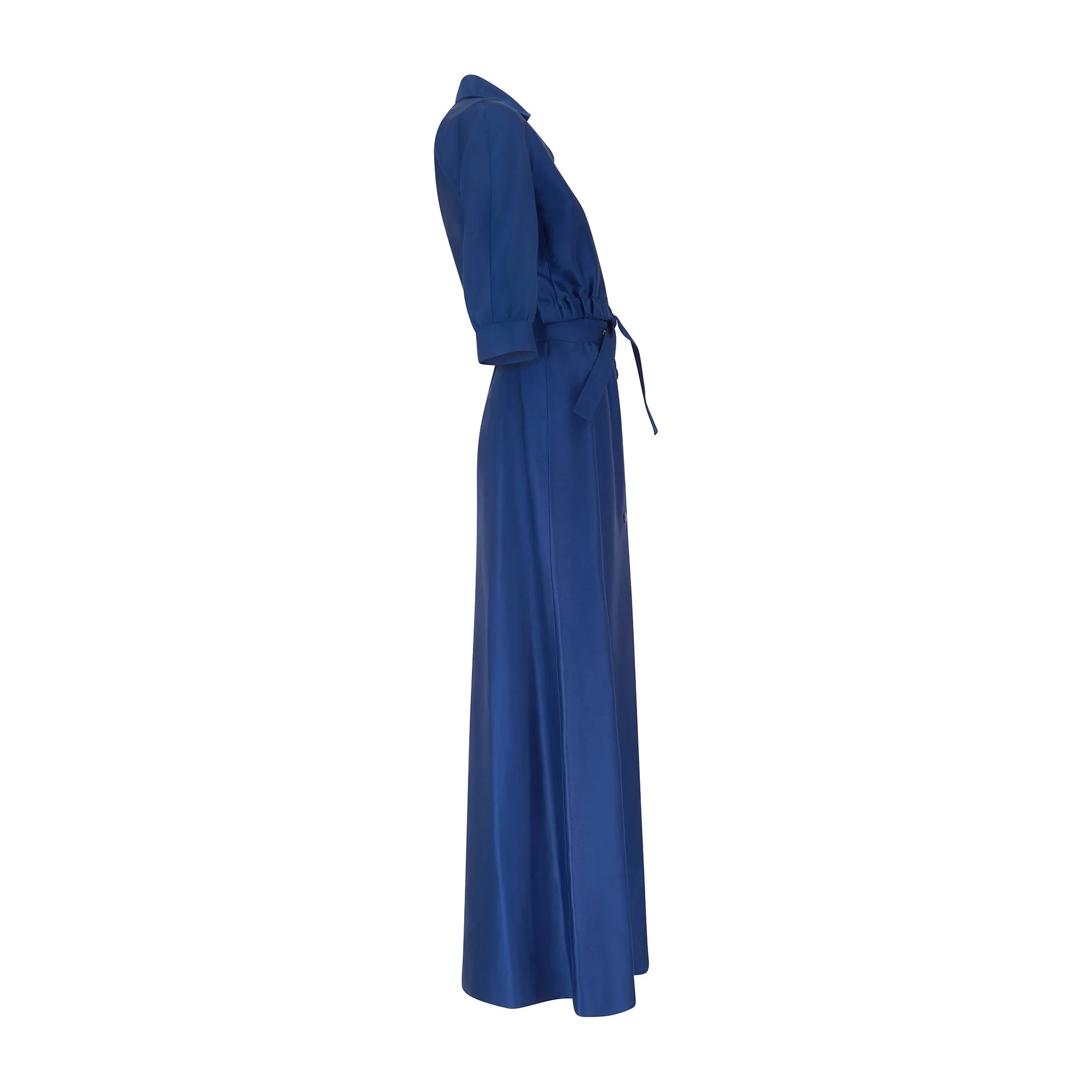 1970s Courreges Royal Blue Cotton Maxi Skirt and Cropped Jacket