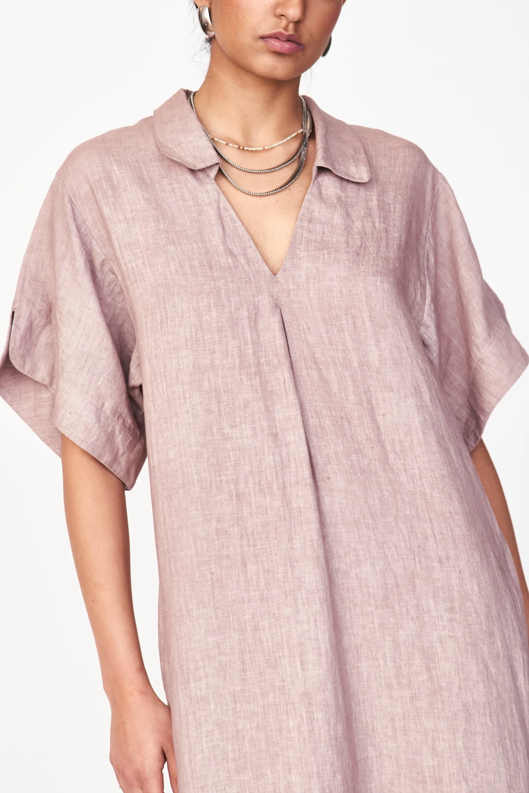Adelaide Caftan in Mushroom Linen