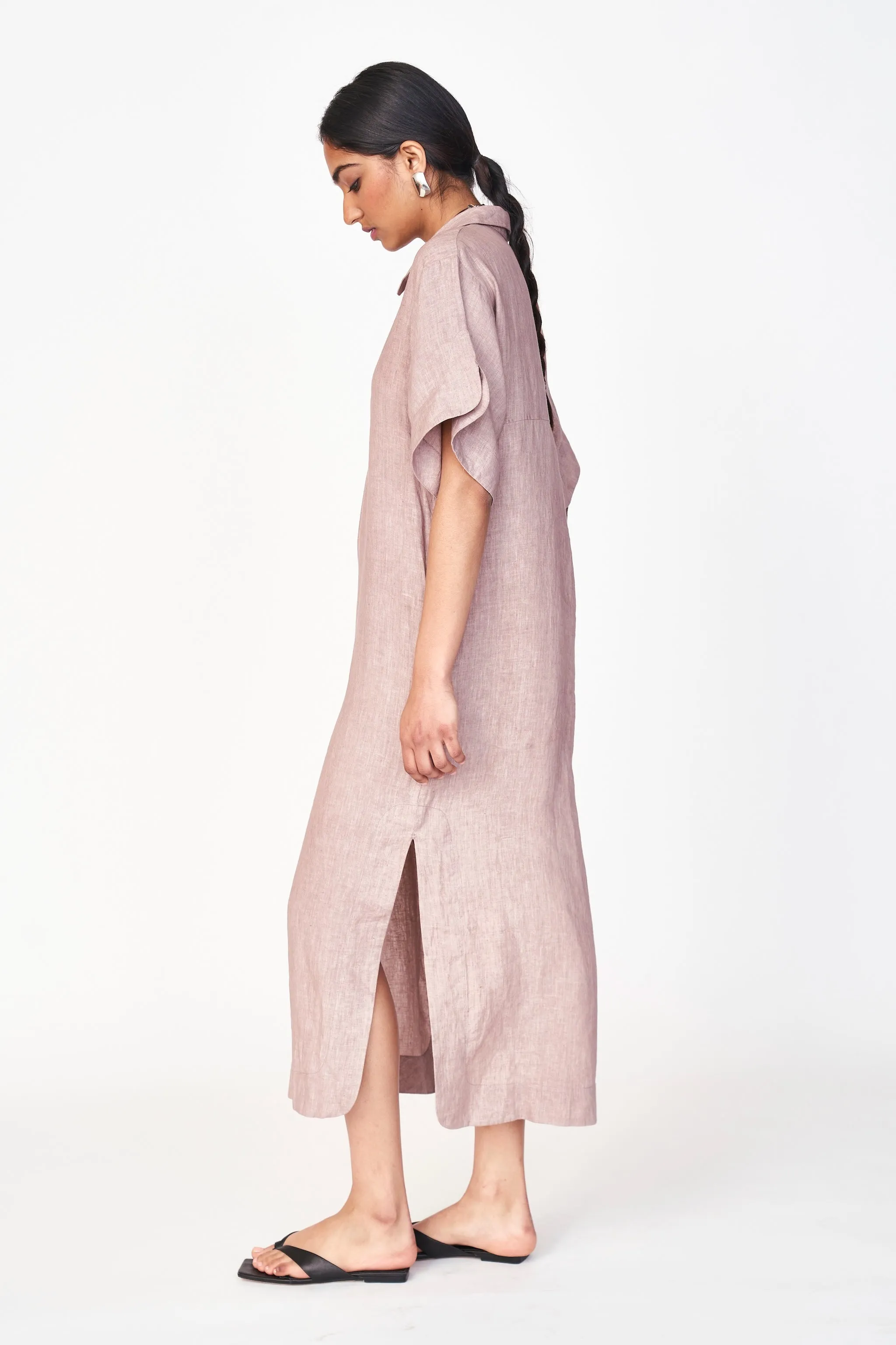 Adelaide Caftan in Mushroom Linen