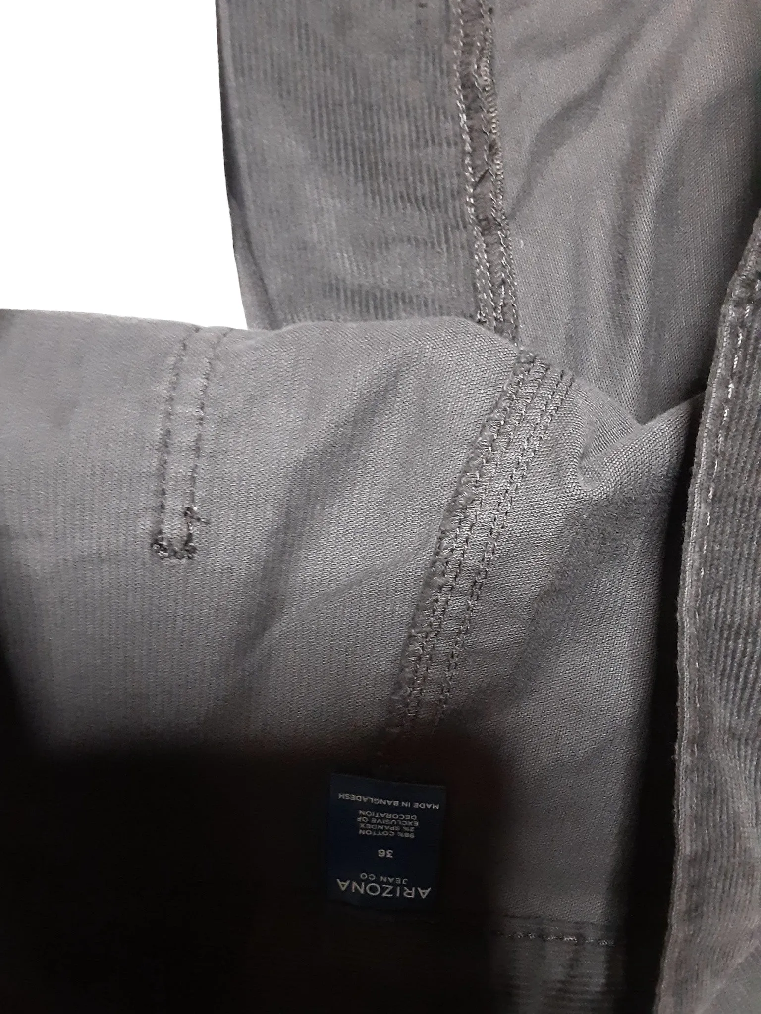 Arizona Men's Corduroy Relaxed Wide Leg Pants Charcoal (Size: 36 x 32)