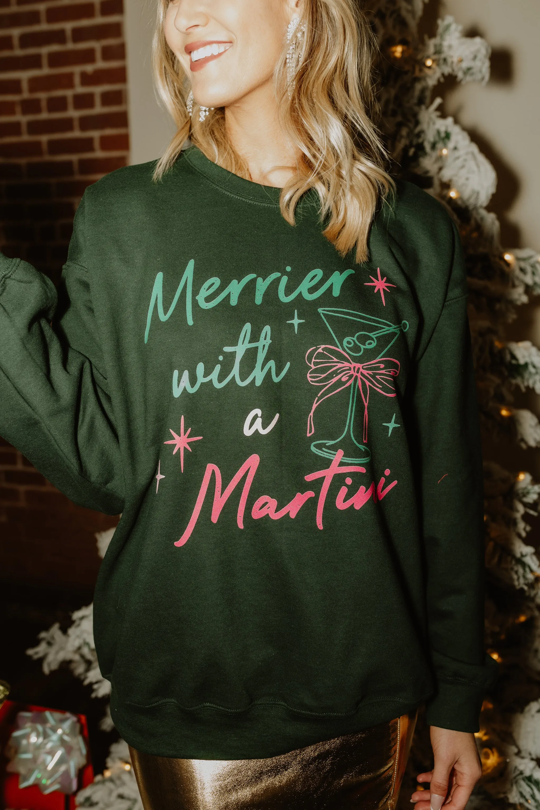 AS SEEN ON WHITNEY RIFE!! Merrier W/ A Martini Sweatshirt