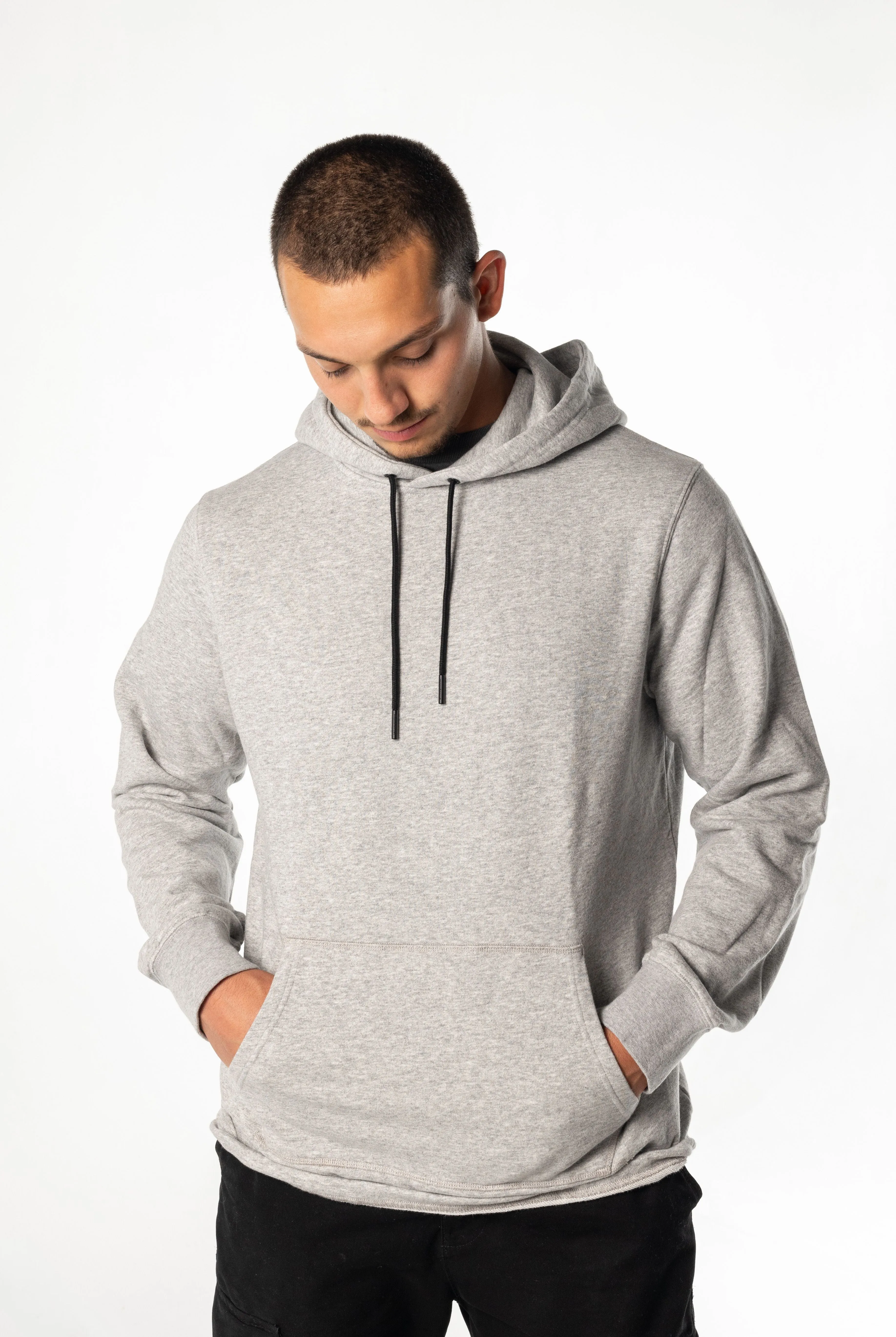 BABA GATO - Heather Grey Drawcord Pullover