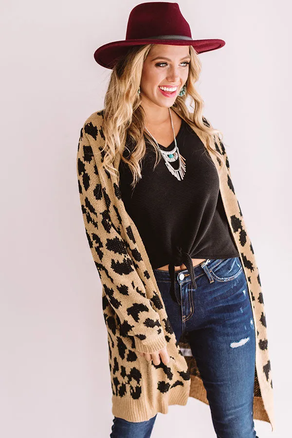 Beautiful Beat Knit Leopard Cardigan In Brown