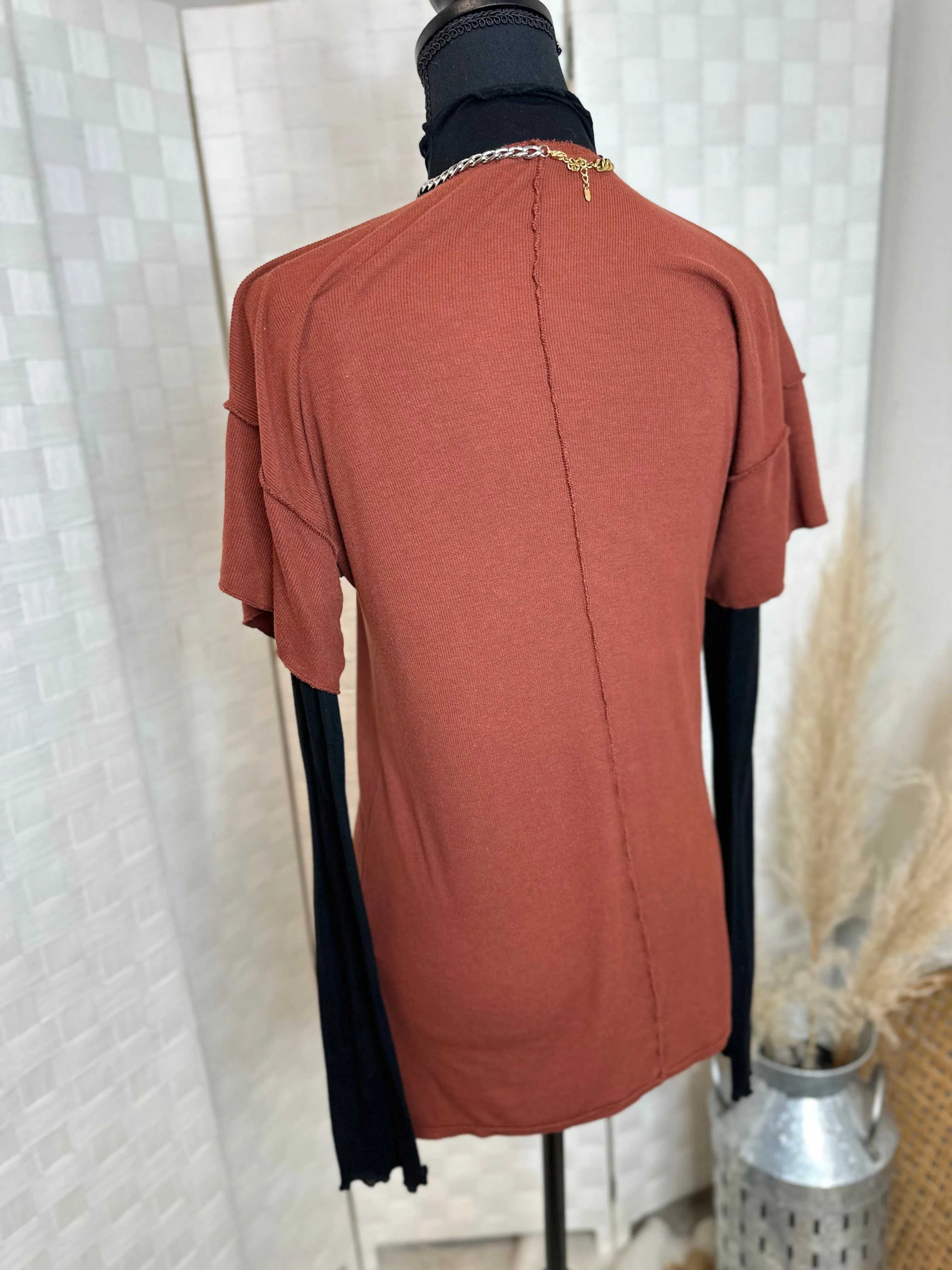 Bordeaux Ribbed Vneck Tunic Size XS