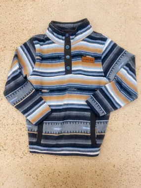 Boy’s Match Dad Fleece Pullover - Black/Gray/Tan