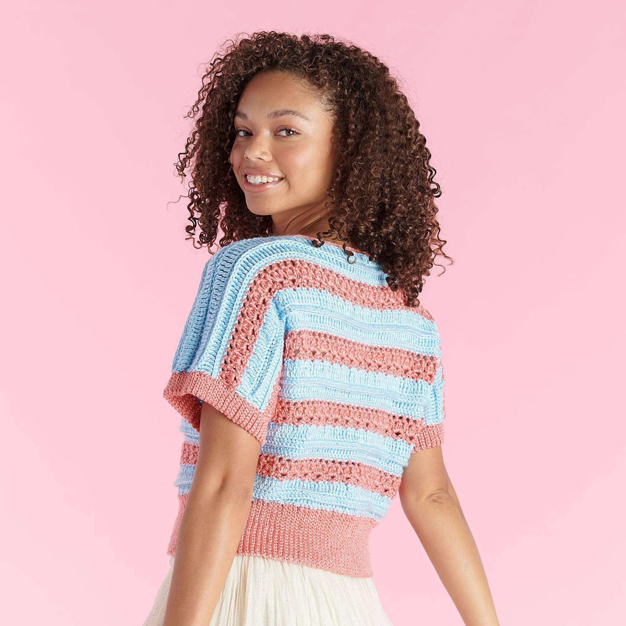 Caron Striped To A Tee Crochet Pullover