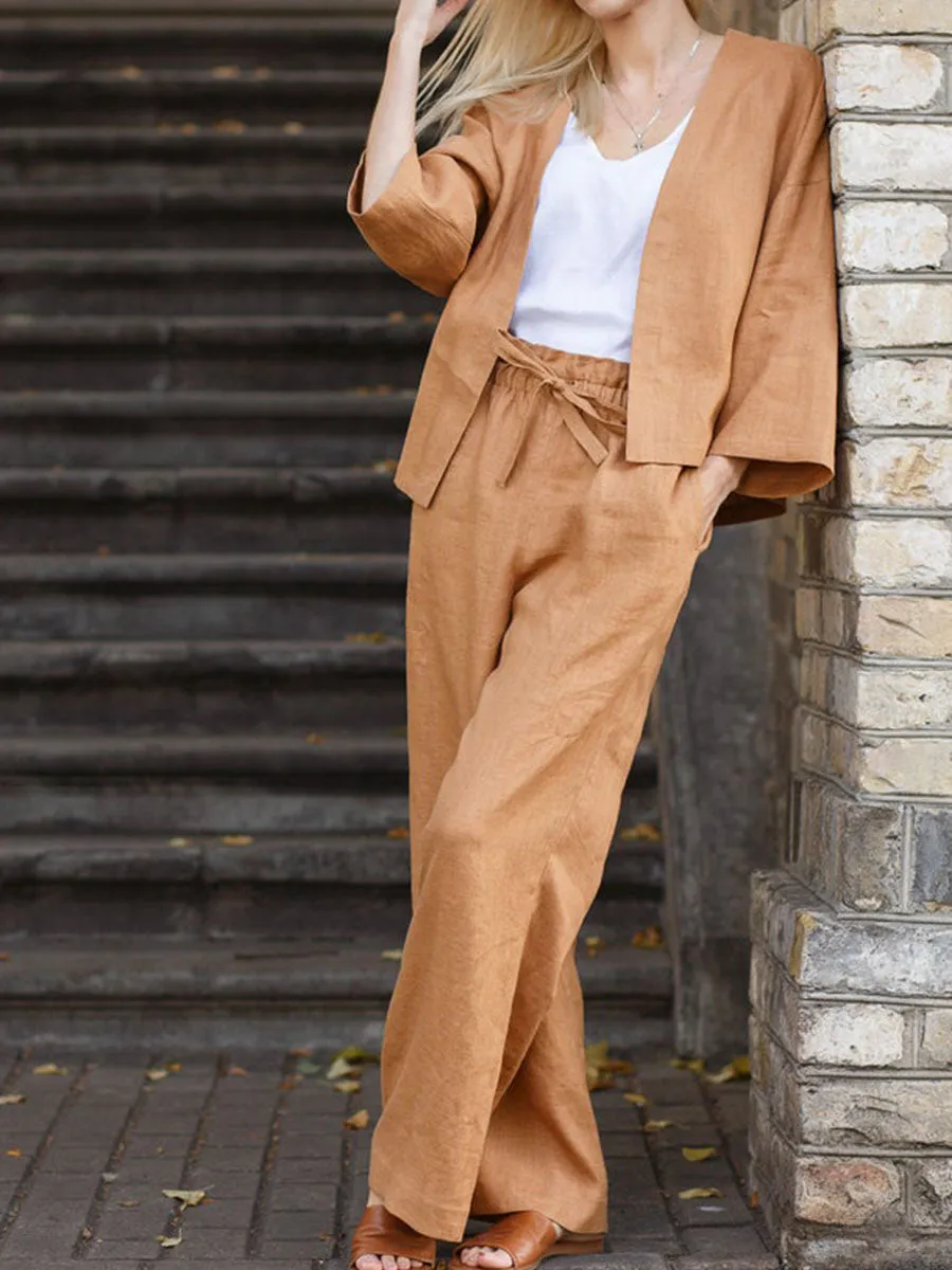Casual Camisole Long-sleeved Top and Trousers Three-piece Suit