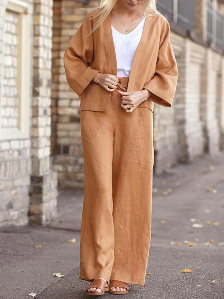 Casual Camisole Long-sleeved Top and Trousers Three-piece Suit