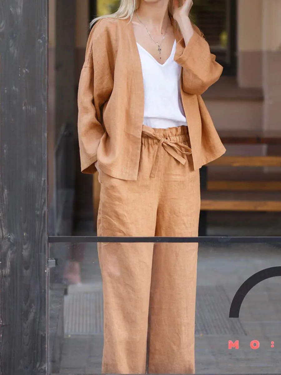 Casual Camisole Long-sleeved Top and Trousers Three-piece Suit