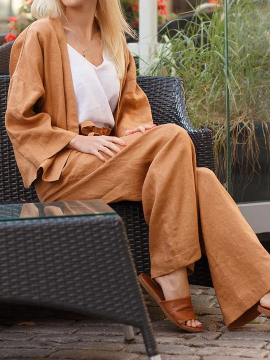 Casual Camisole Long-sleeved Top and Trousers Three-piece Suit