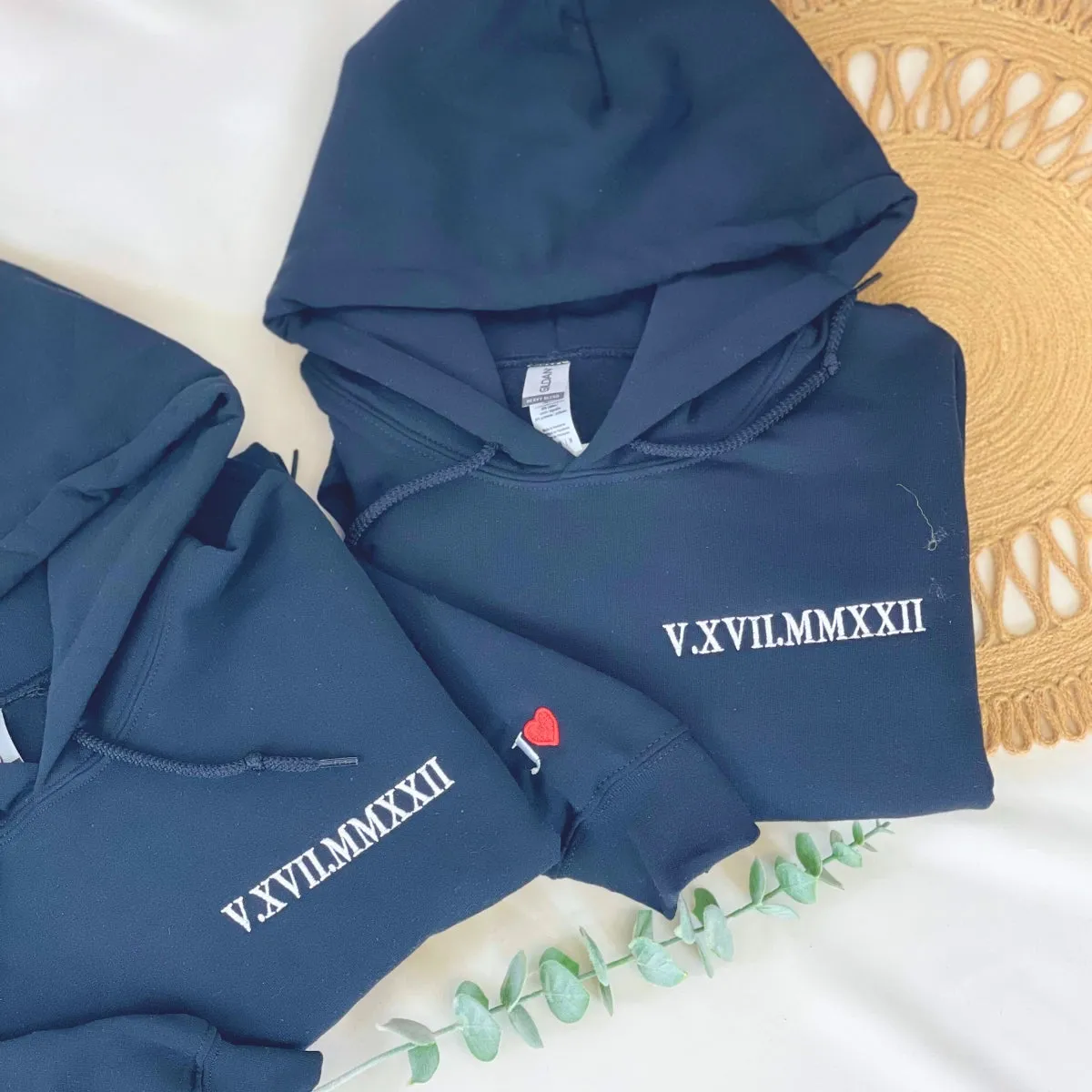 Custom Embroidered Sweatshirt Wedding Anniversary Gift for Couple Husband Wife by Roman Number Date Year