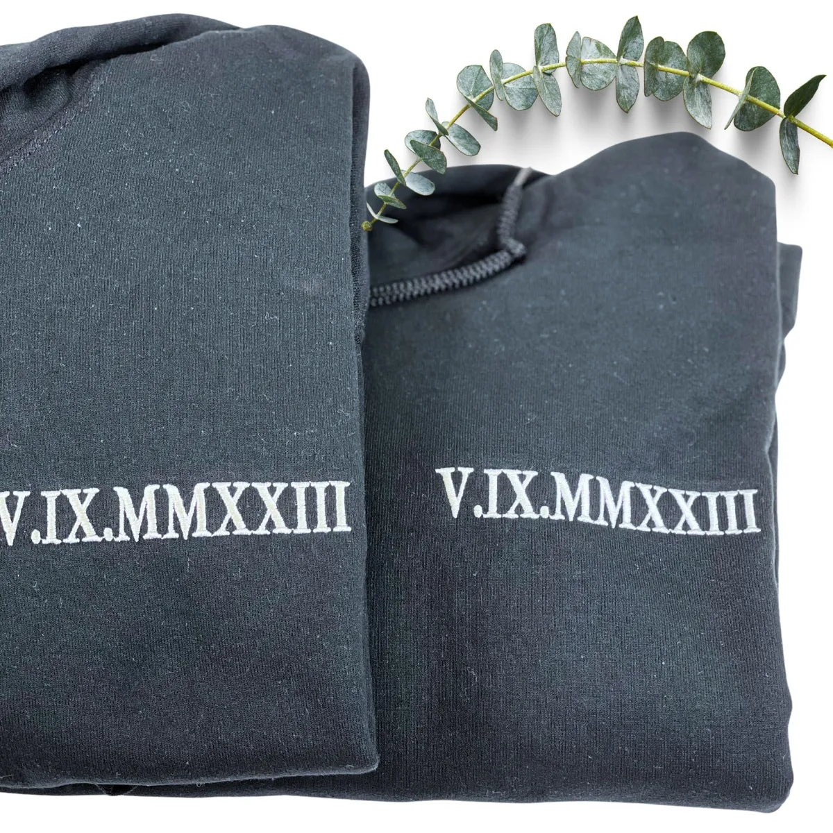 Custom Embroidered Sweatshirt Wedding Anniversary Gift for Couple Husband Wife by Roman Number Date Year