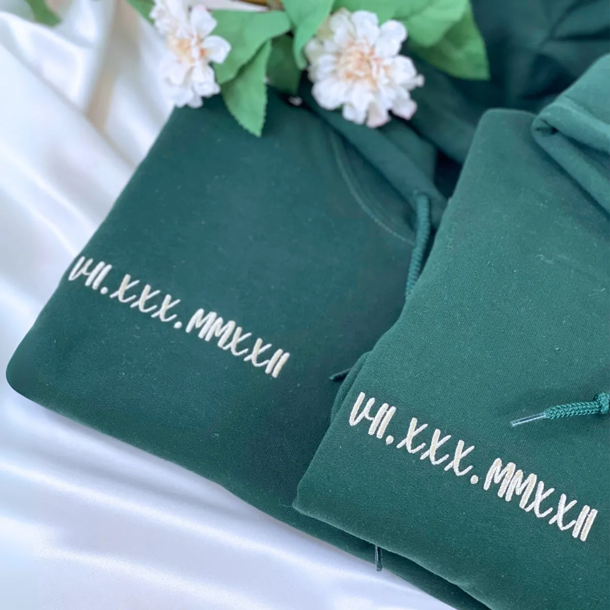 Custom Embroidered Sweatshirt Wedding Anniversary Gift for Couple Husband Wife by Roman Number Date Year