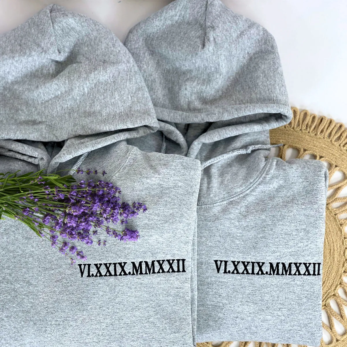 Custom Embroidered Sweatshirt Wedding Anniversary Gift for Couple Husband Wife by Roman Number Date Year