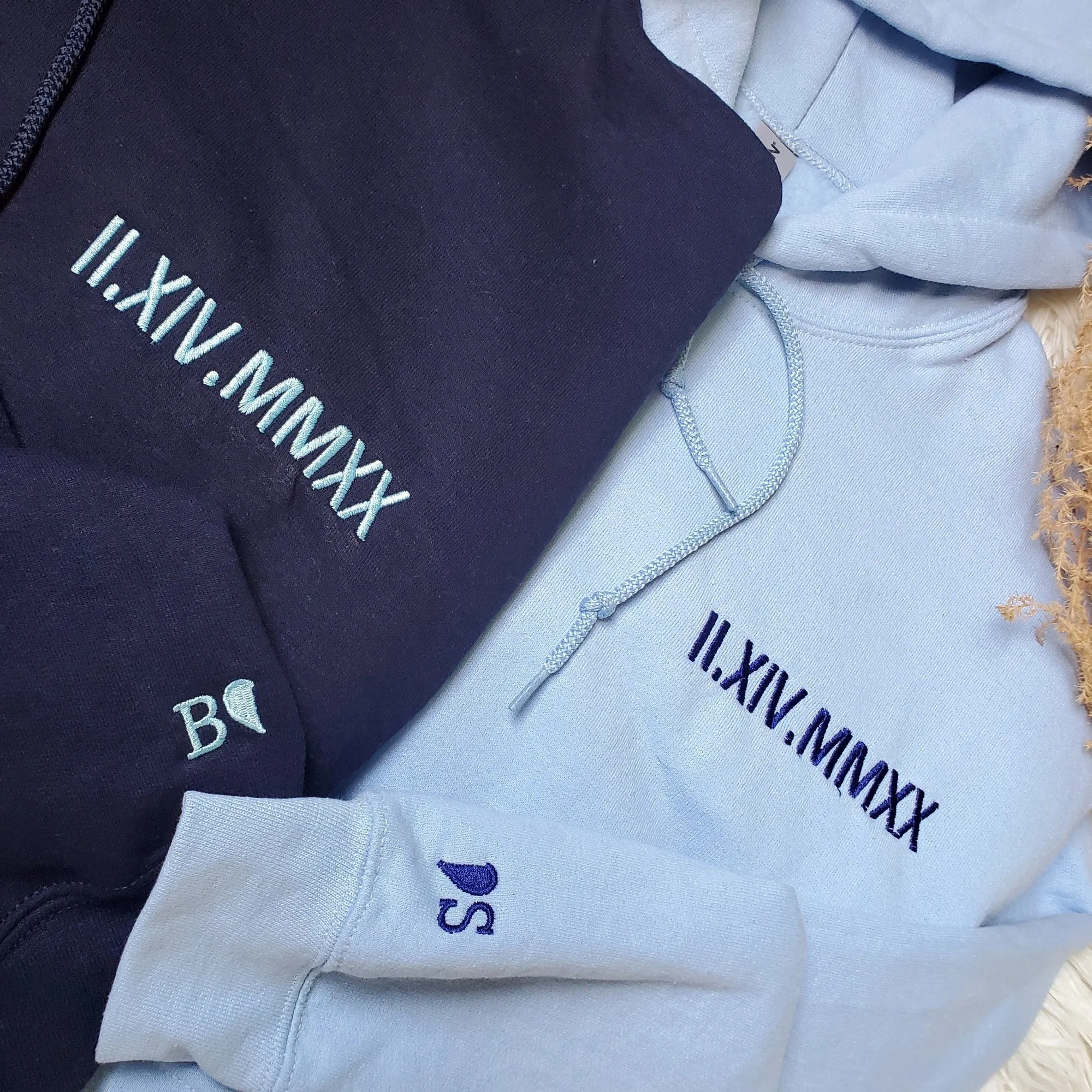 Custom Embroidered Sweatshirt Wedding Anniversary Gift for Couple Husband Wife by Roman Number Date Year