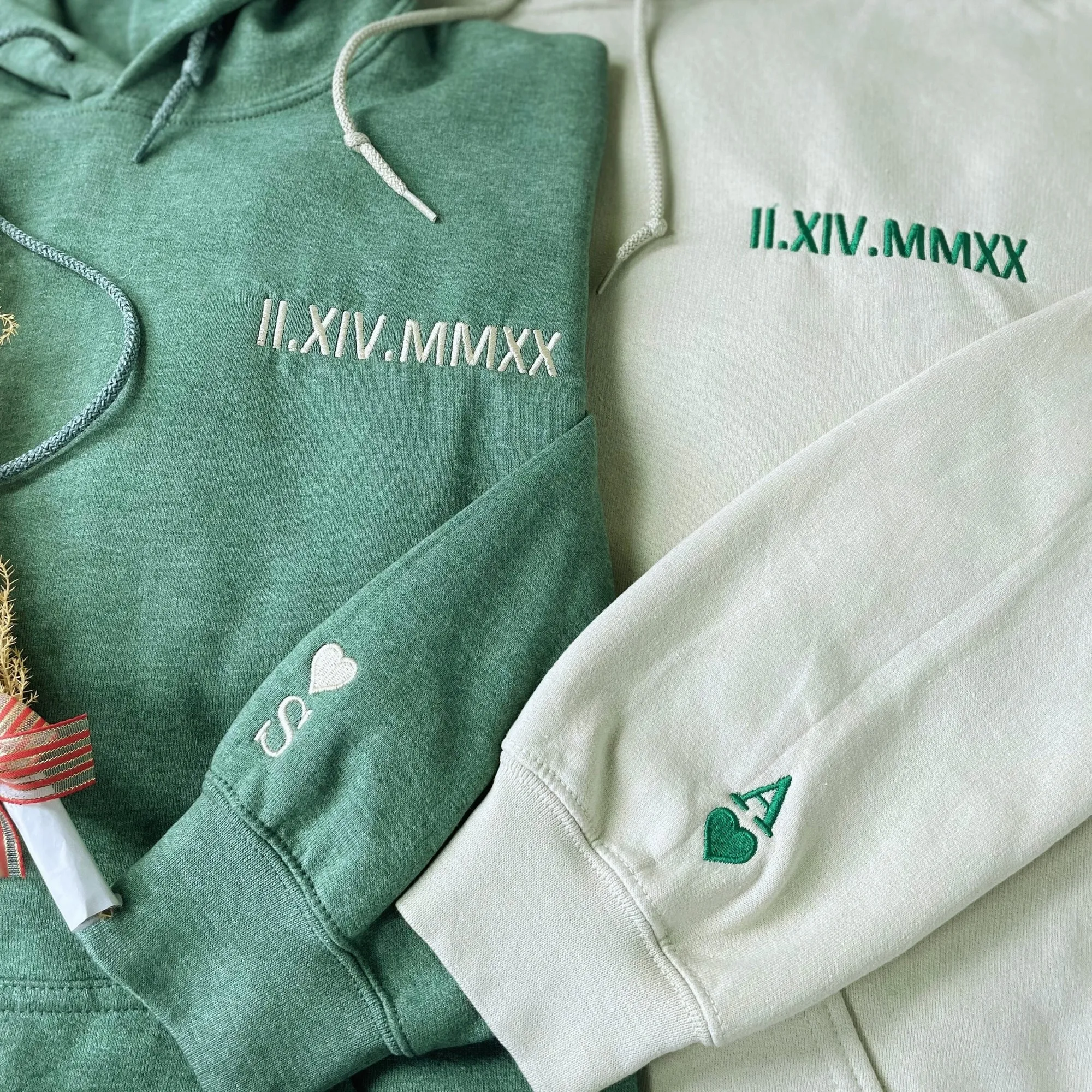 Custom Embroidered Sweatshirt Wedding Anniversary Gift for Couple Husband Wife by Roman Number Date Year