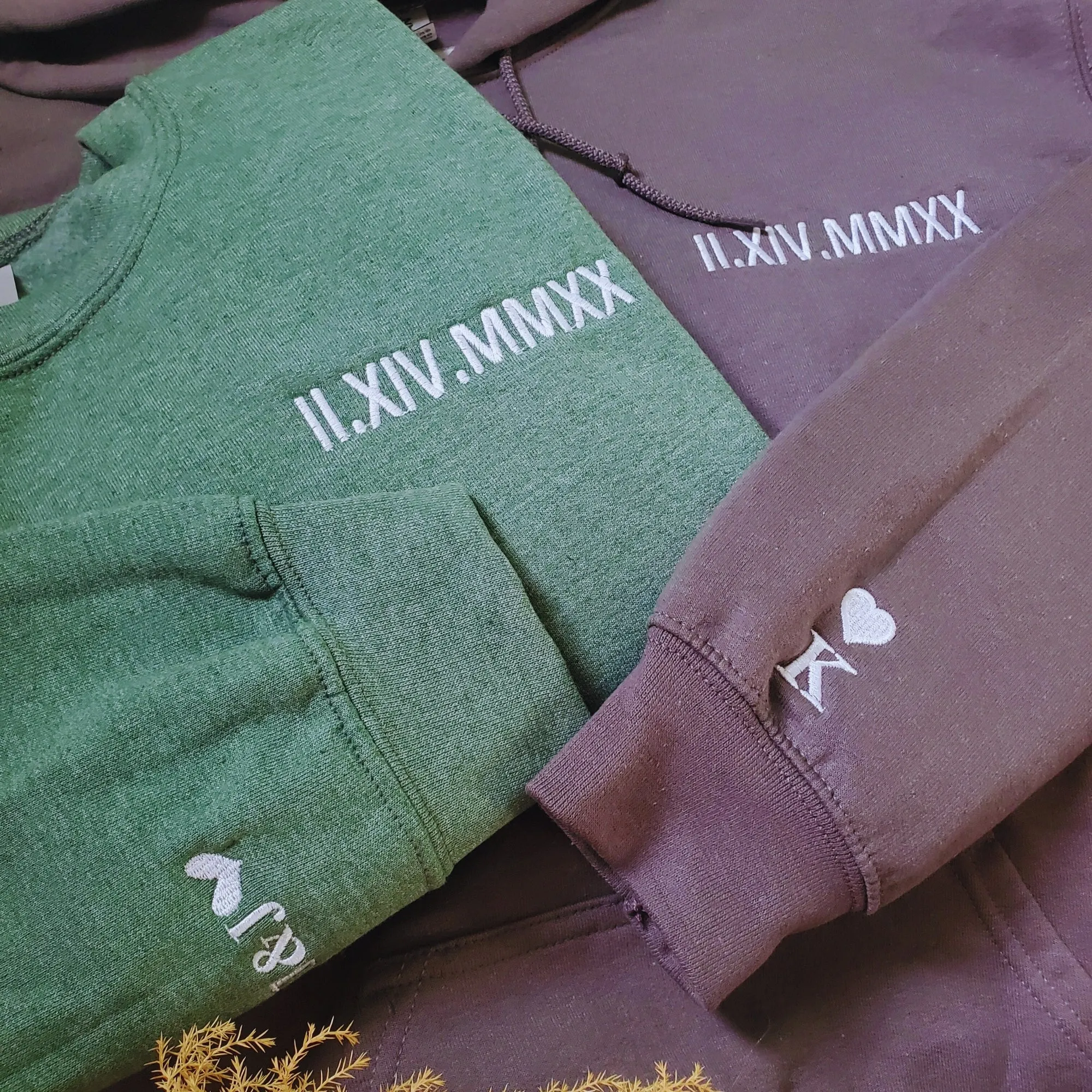 Custom Embroidered Sweatshirt Wedding Anniversary Gift for Couple Husband Wife by Roman Number Date Year
