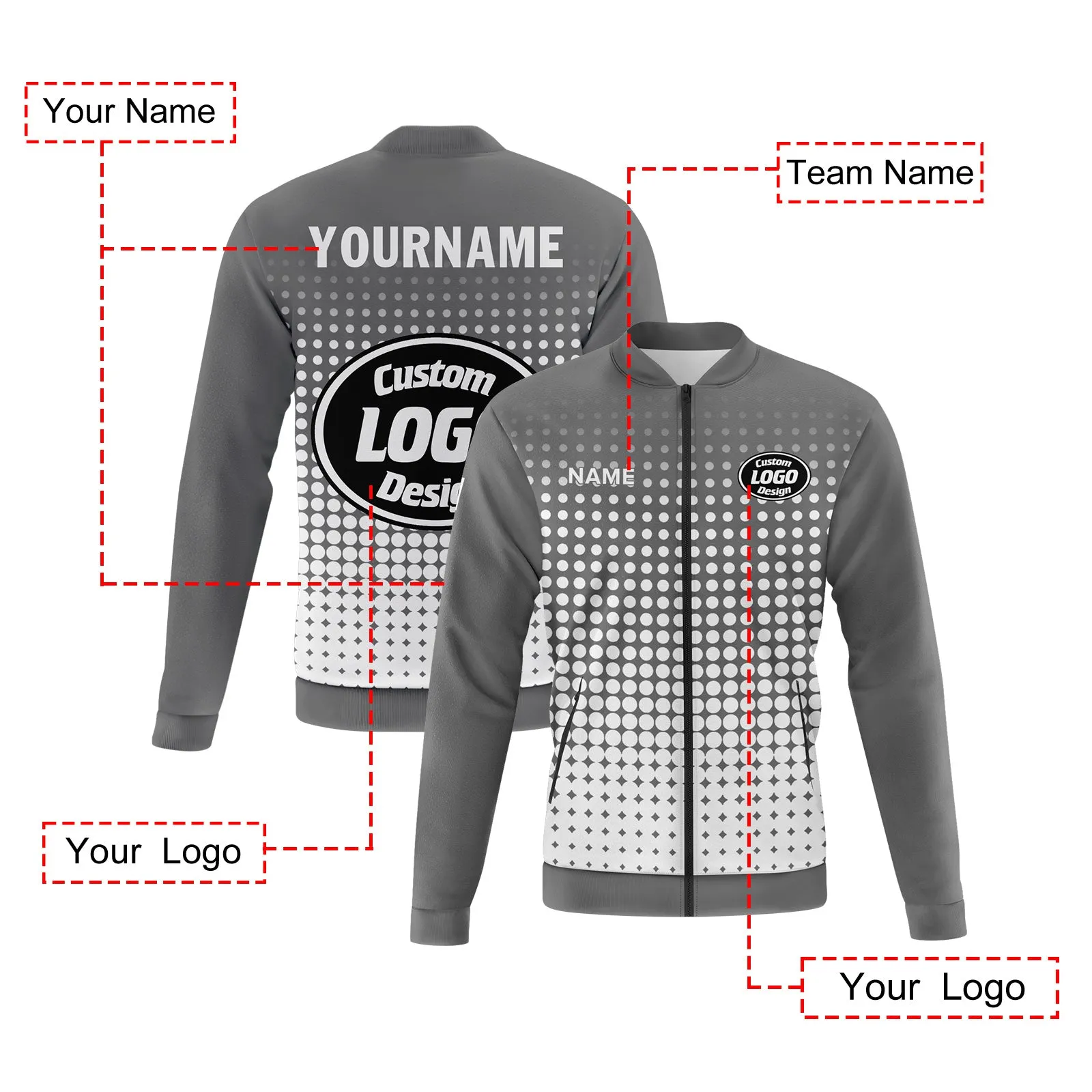 Custom Jacket Bomber Full-Snap Varsity Letterman Personalized Jacket PR092-D020346-9