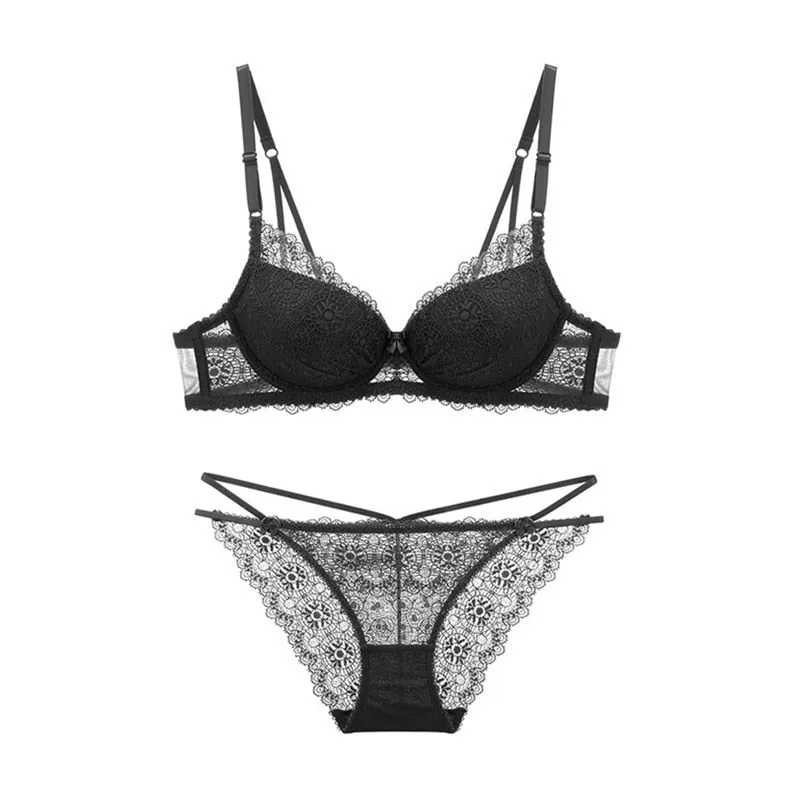 deep v bra lace push up sexy bra sets suit