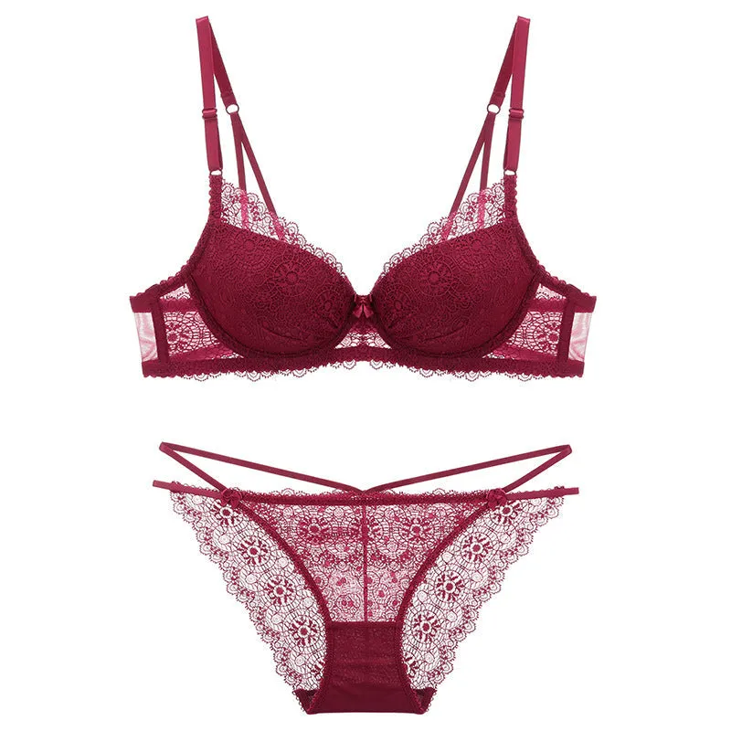 deep v bra lace push up sexy bra sets suit