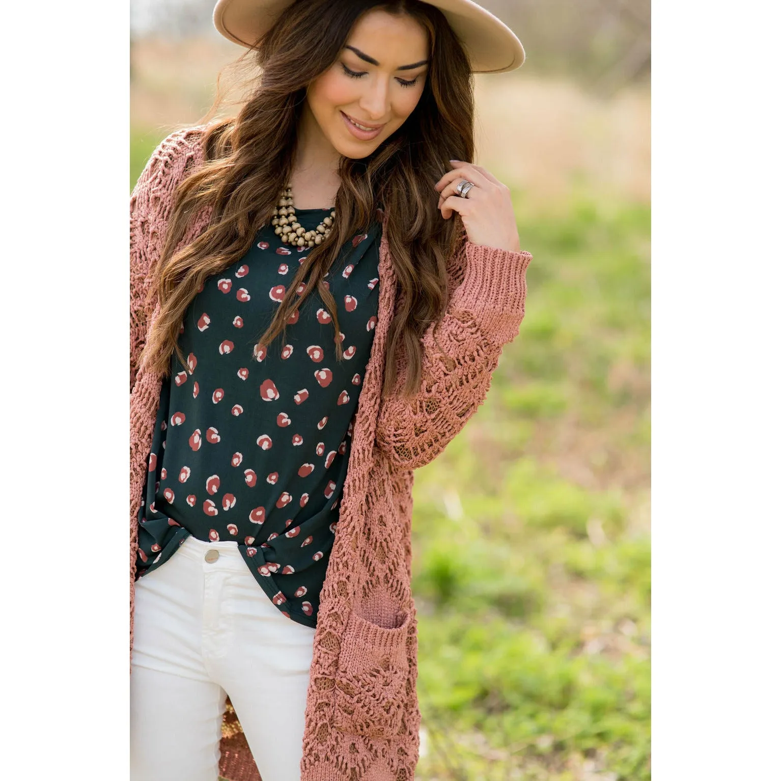 Diamond Knit Tunic Cardigan