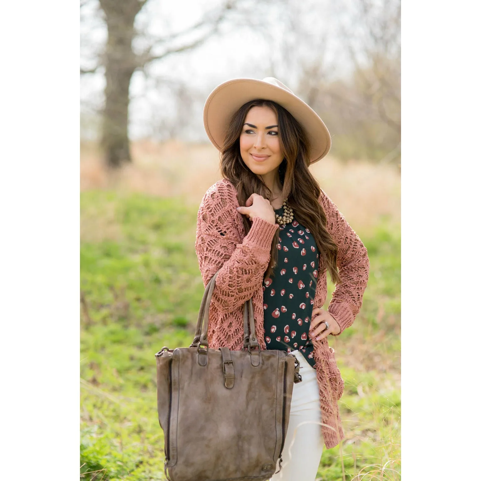 Diamond Knit Tunic Cardigan