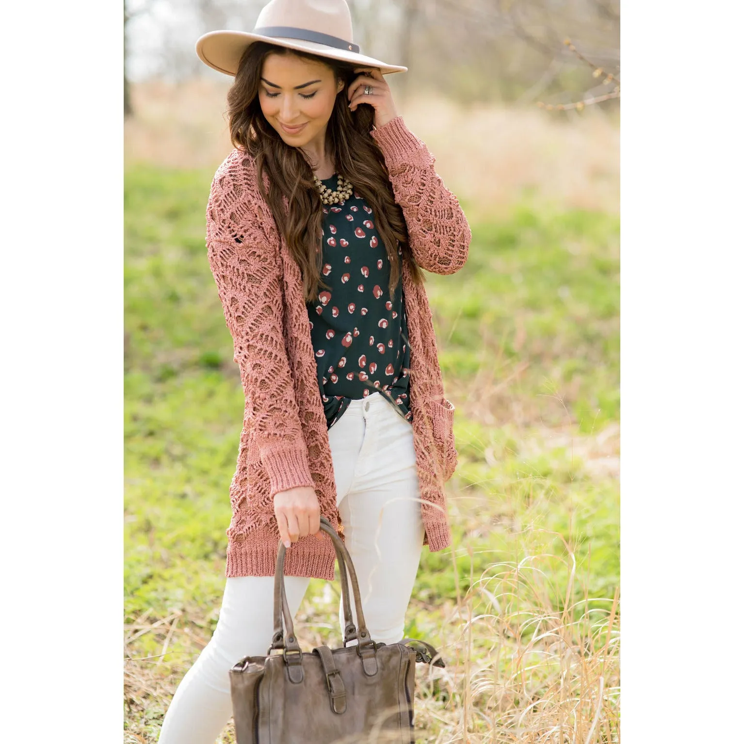 Diamond Knit Tunic Cardigan