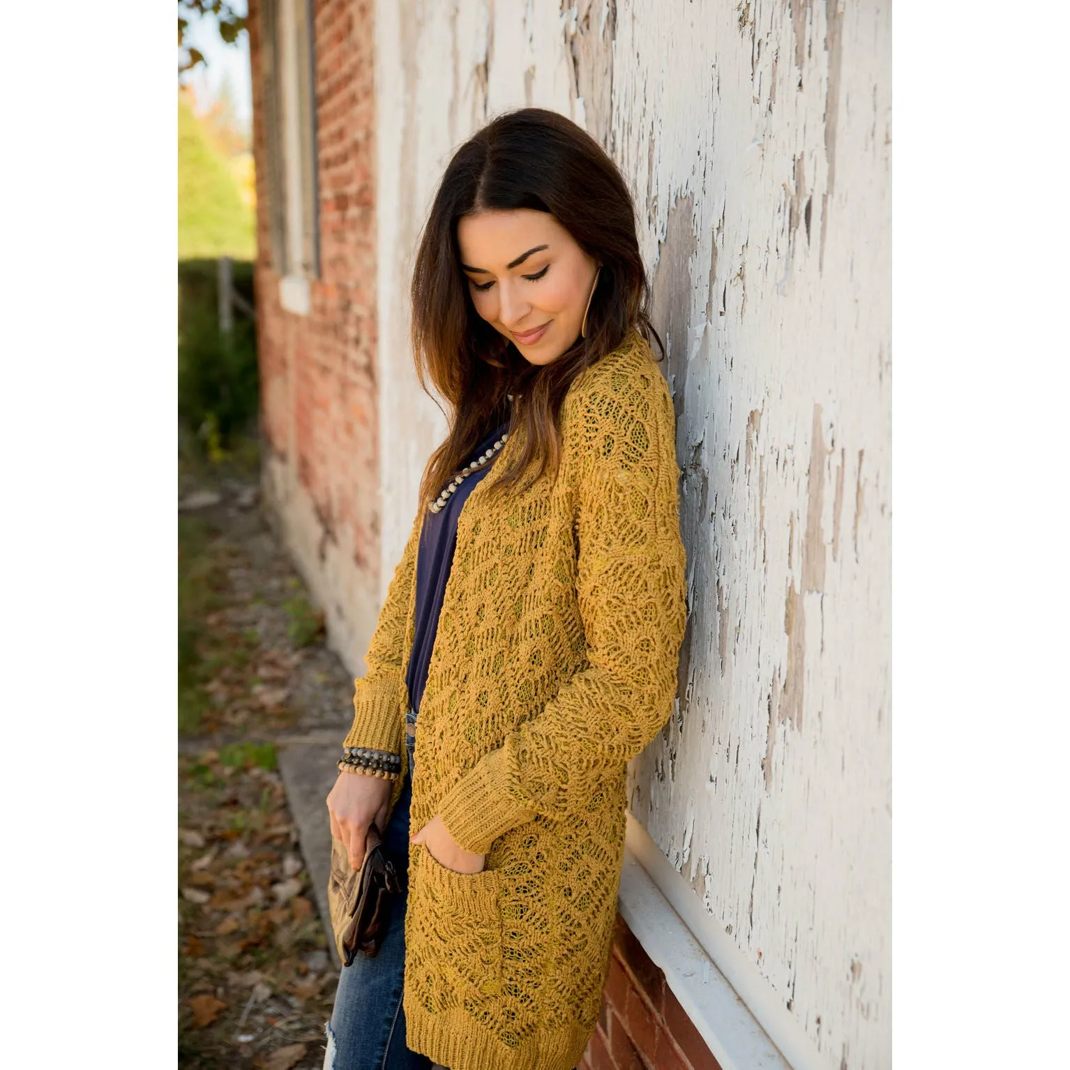 Diamond Knit Tunic Cardigan