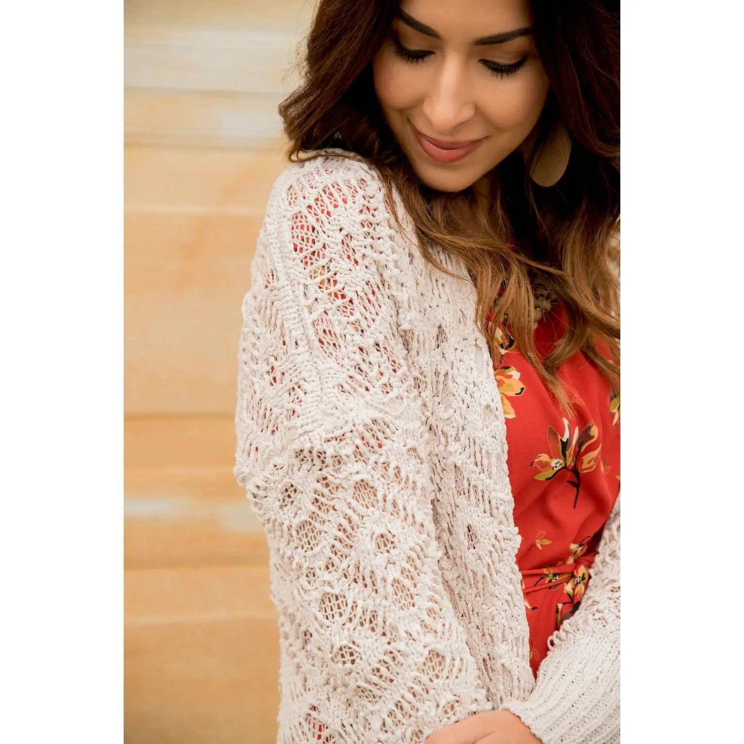 Diamond Knit Tunic Cardigan