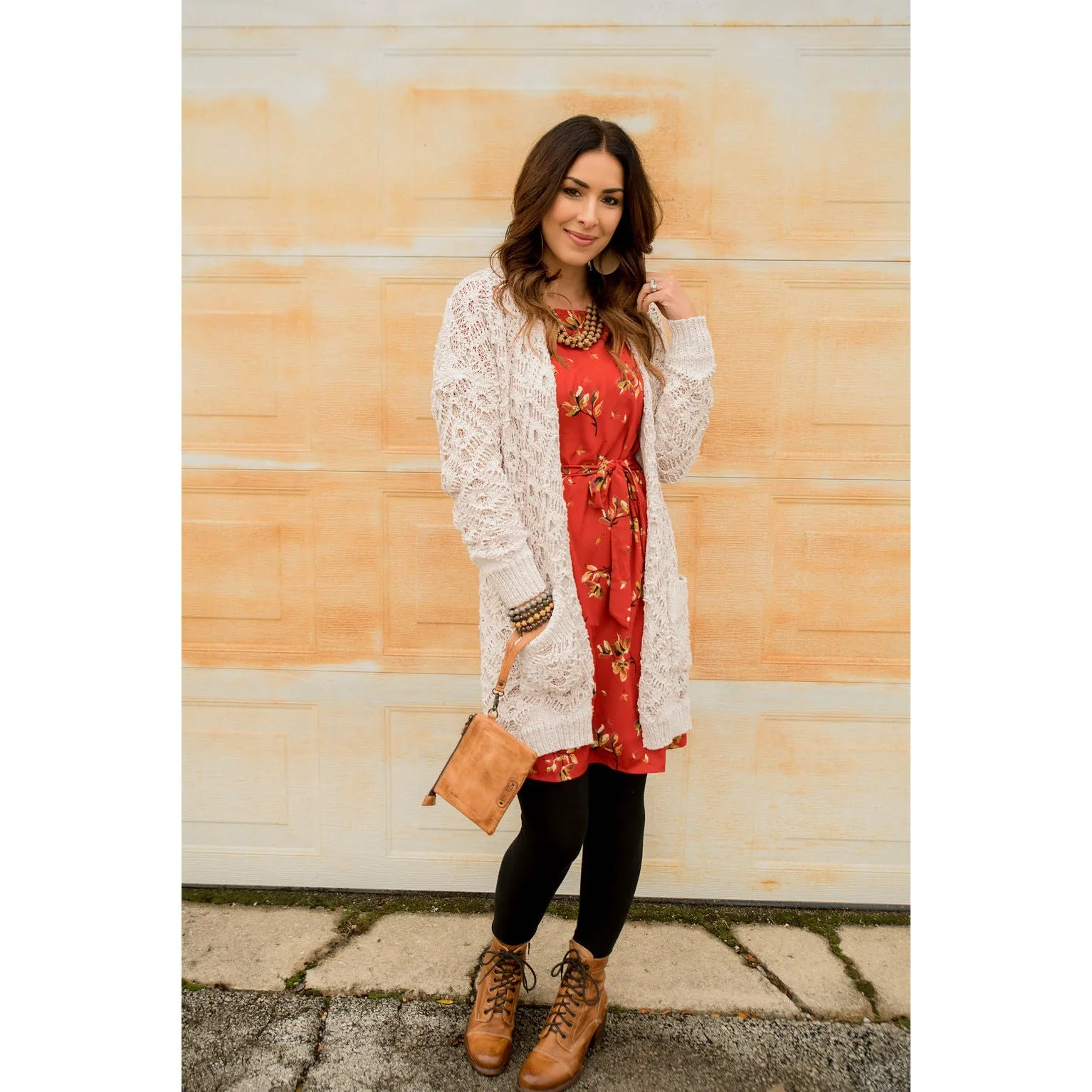 Diamond Knit Tunic Cardigan