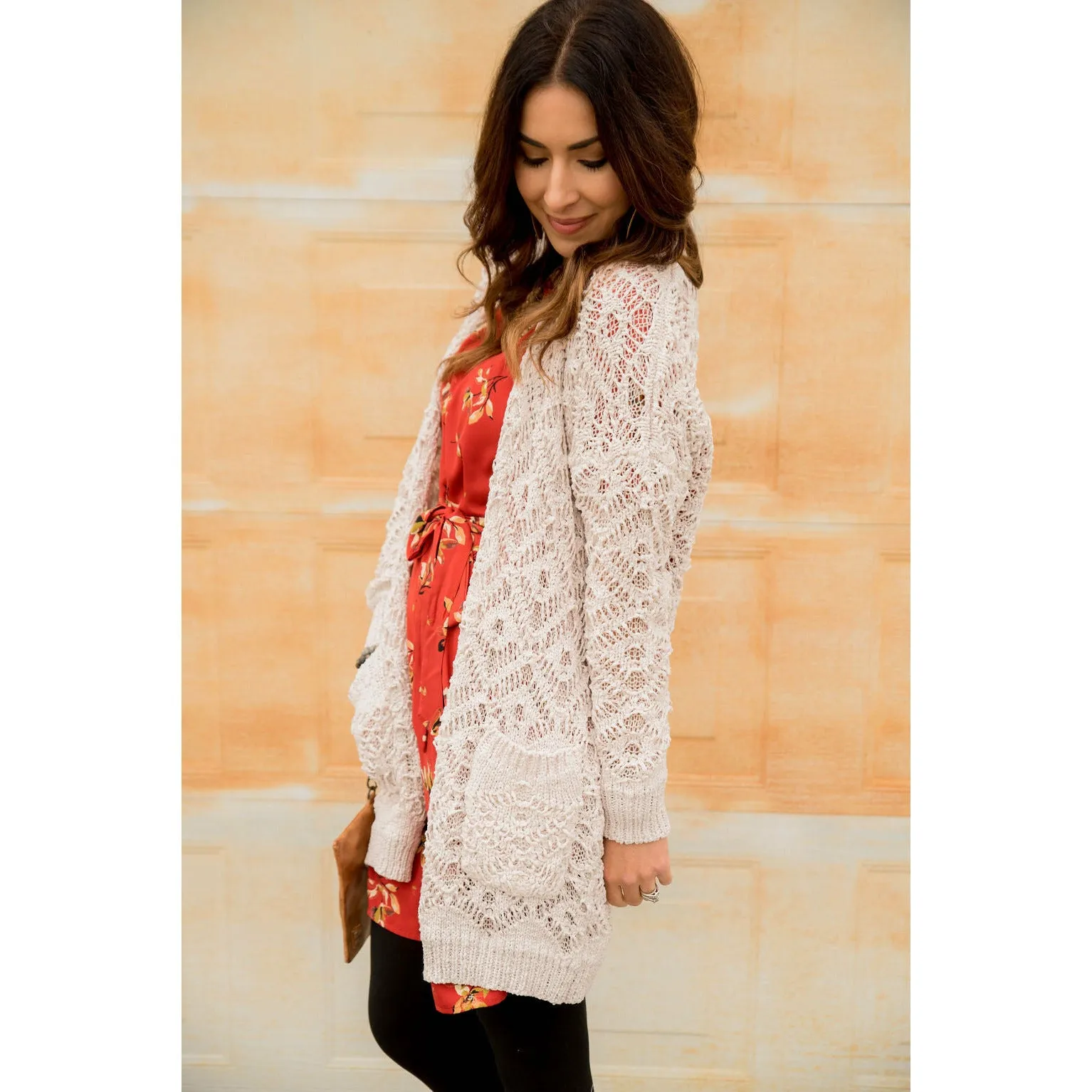 Diamond Knit Tunic Cardigan