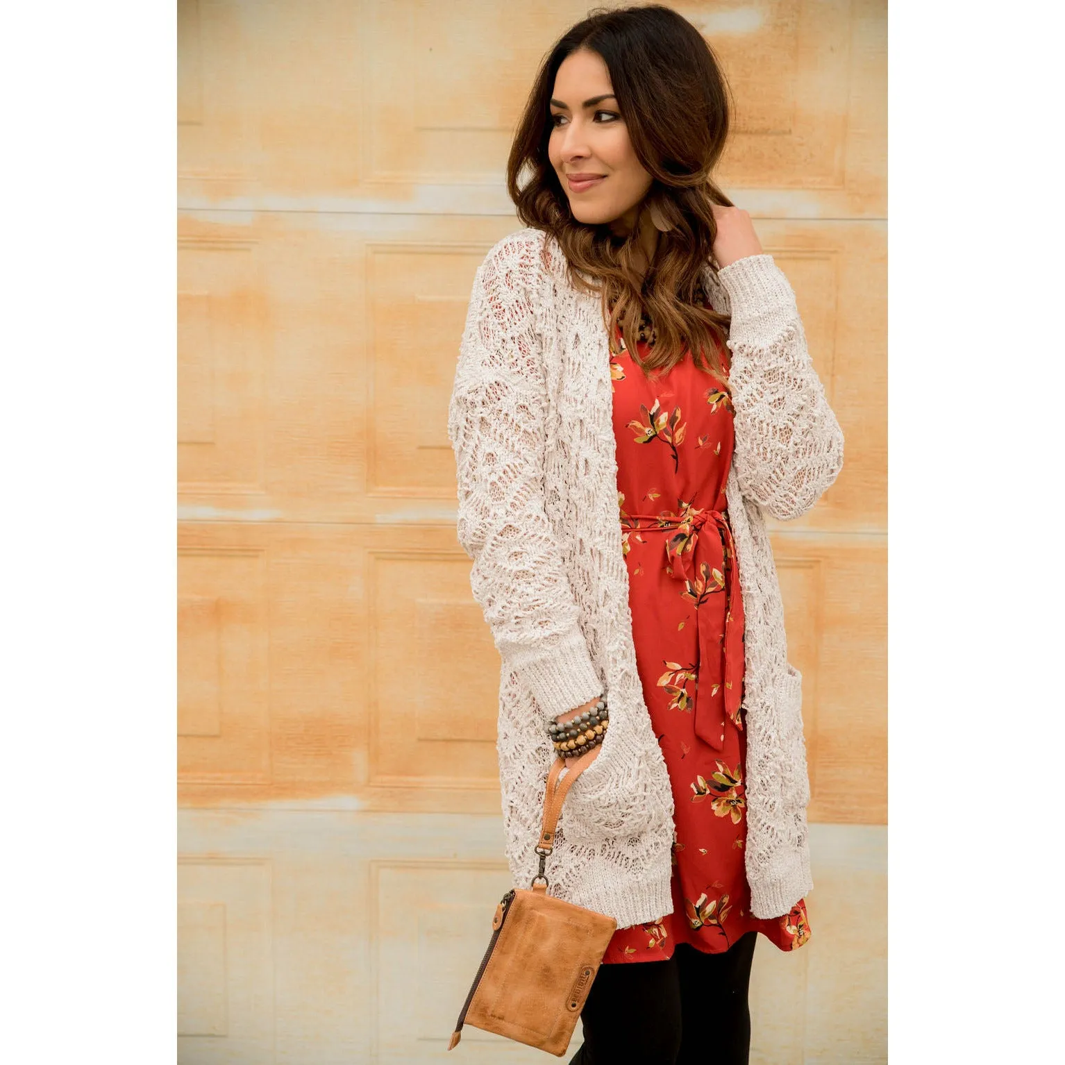 Diamond Knit Tunic Cardigan