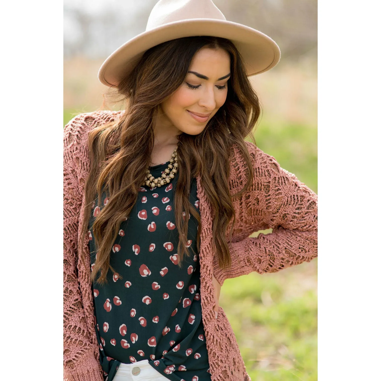 Diamond Knit Tunic Cardigan