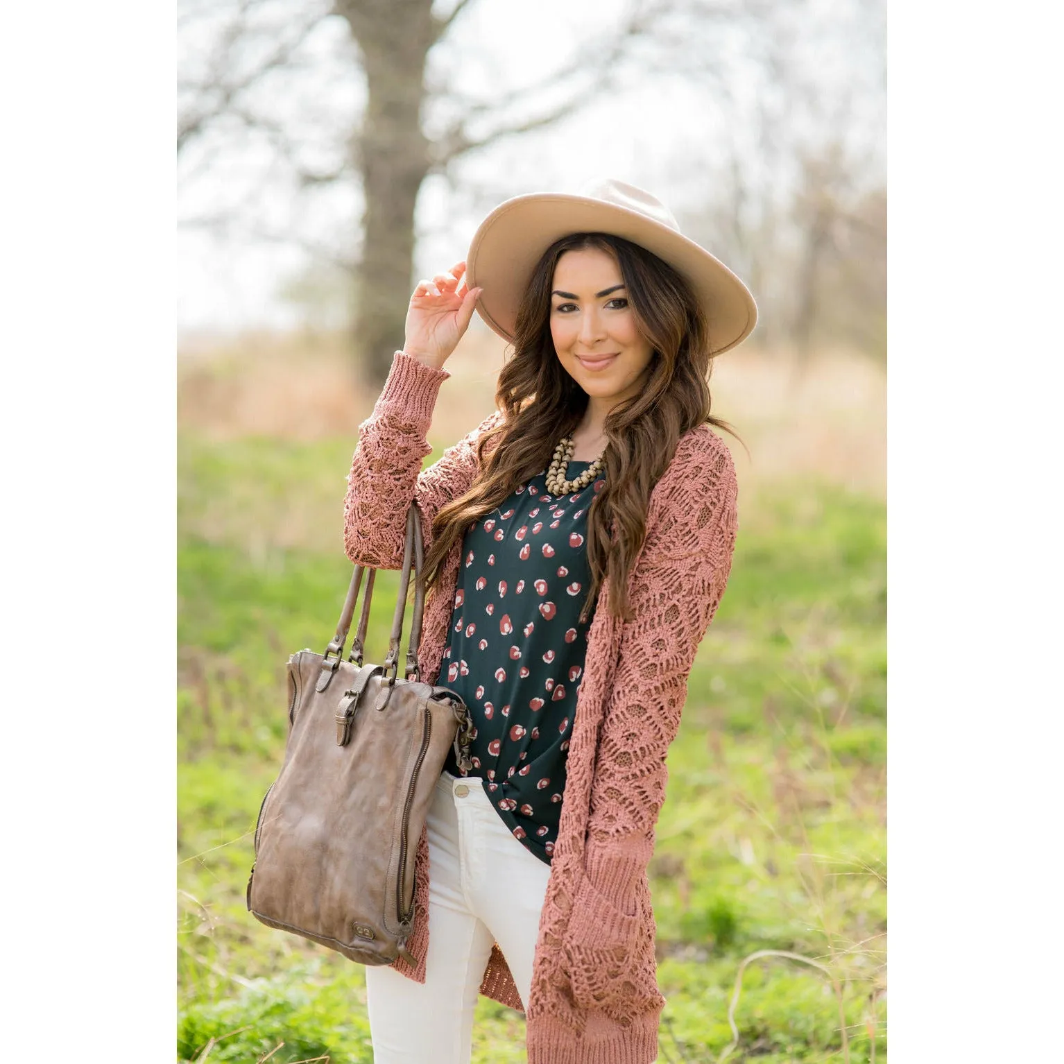 Diamond Knit Tunic Cardigan