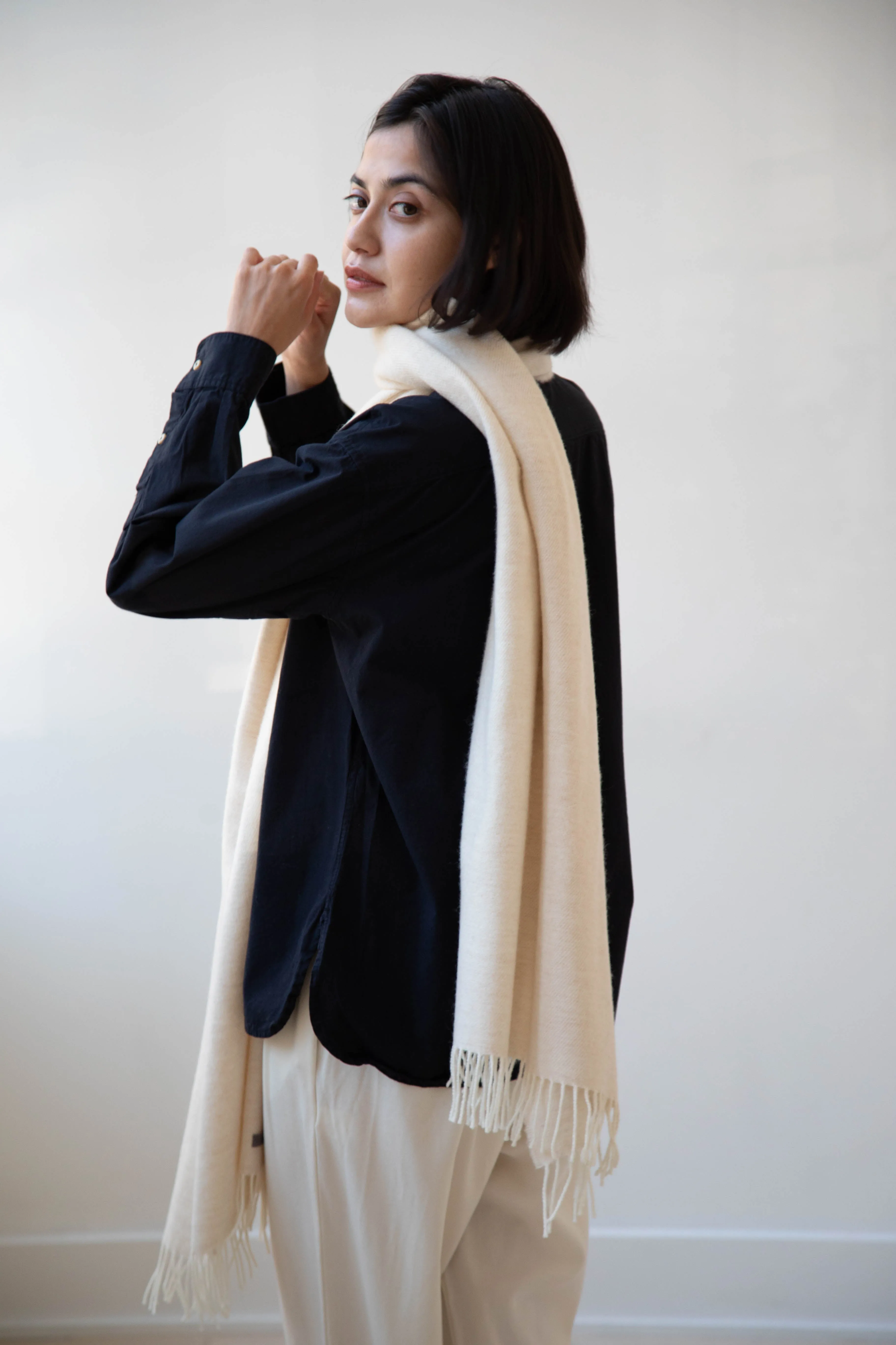 Donegal Mills | Herringbone Scarf in Ecru