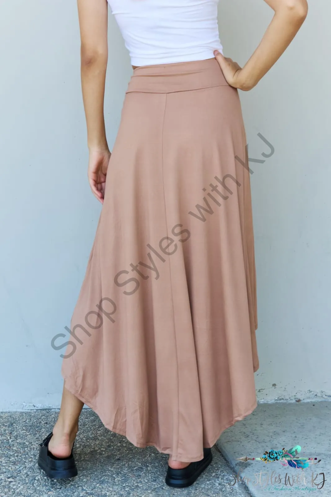 First Choice High Waisted Flare Maxi Skirt in Camel