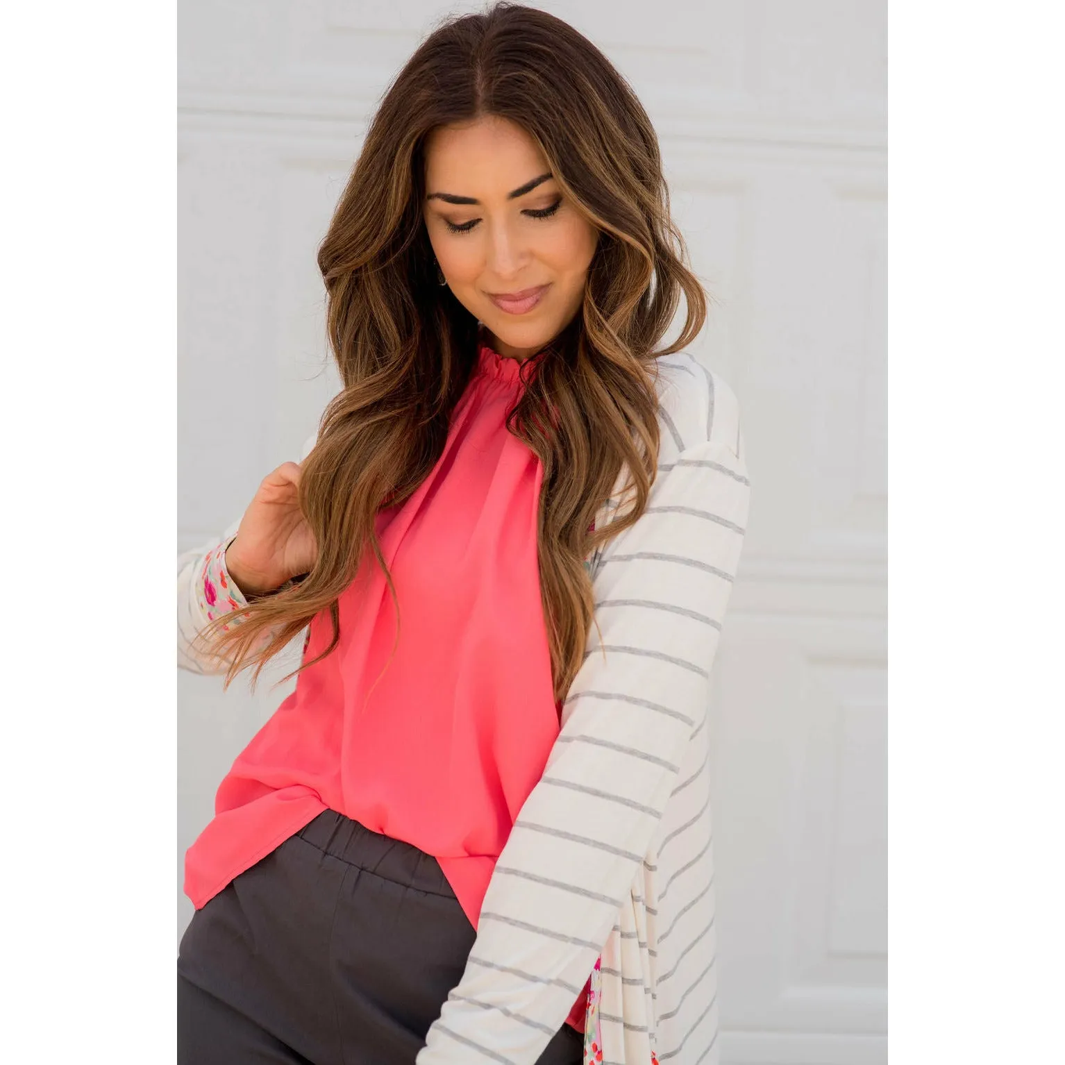 Floral Trimmed Pocket Cardigan