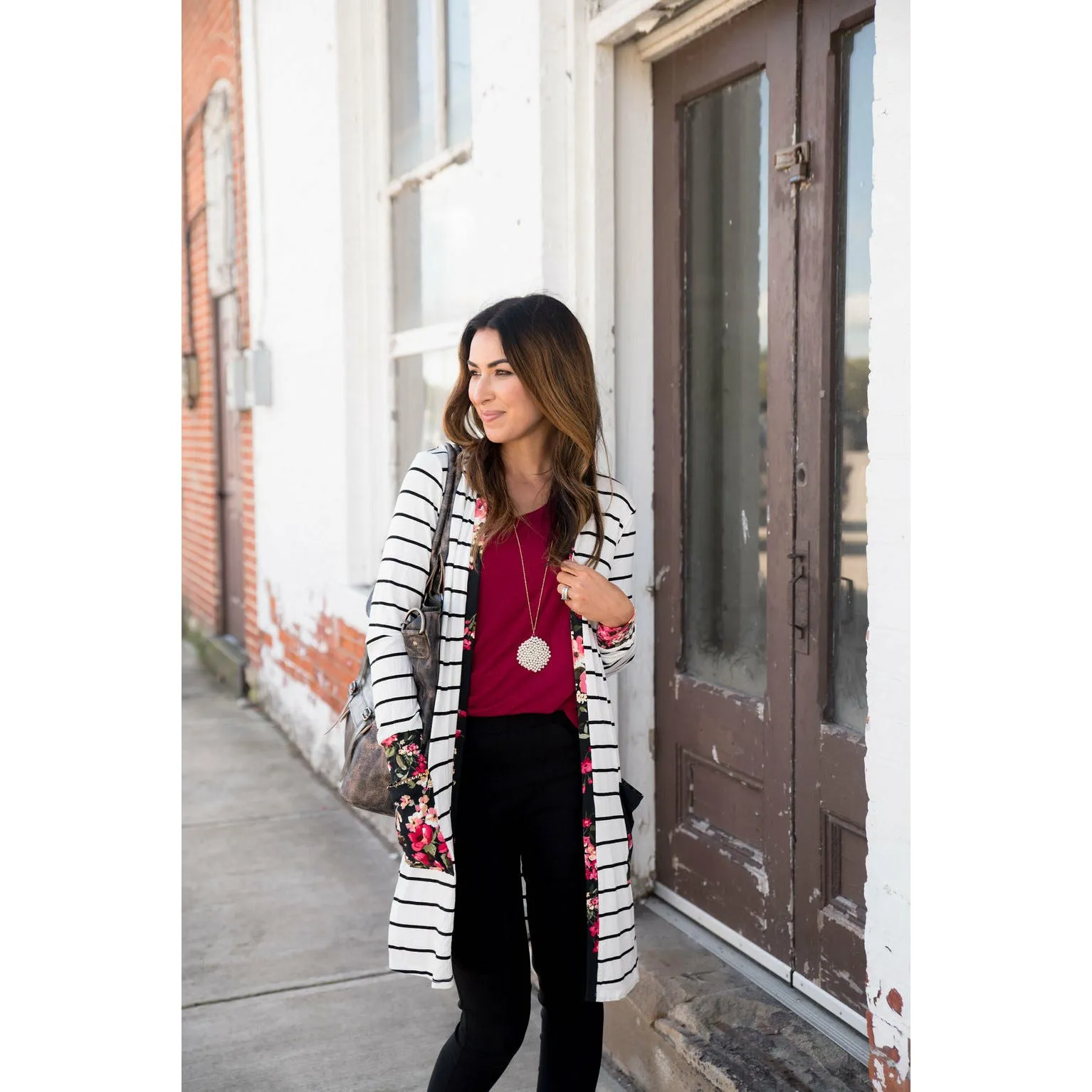 Floral Trimmed Pocket Cardigan