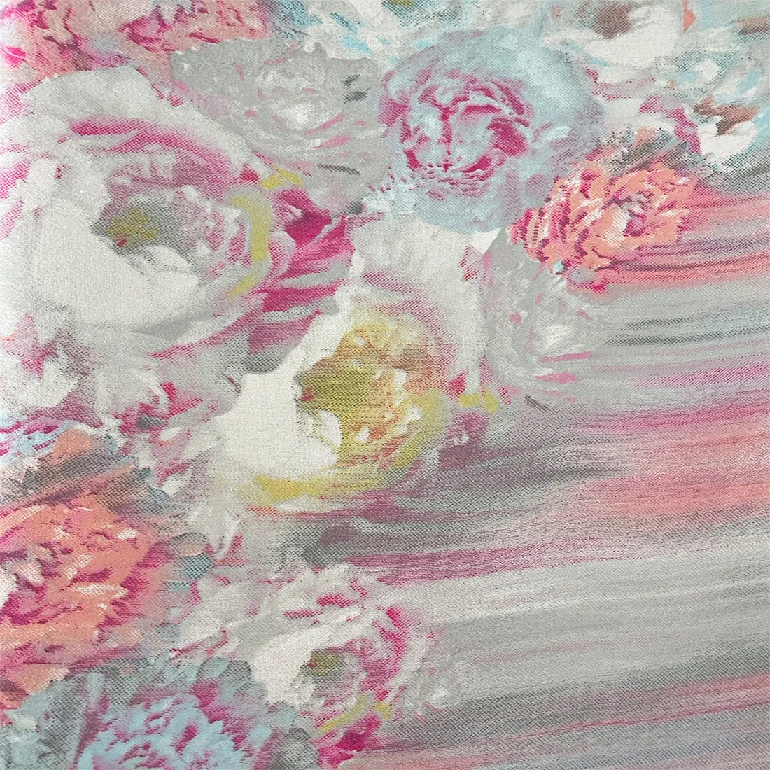 Flower Printed Multipurpose Satin Scarf in Grey and Pink for Daily and Party purpose for Women