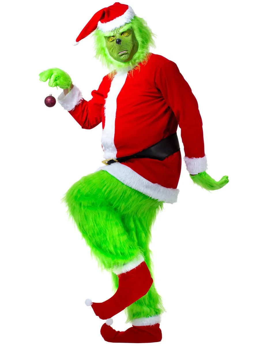 Furry Green Grinch Deluxe Mens Christmas Costume