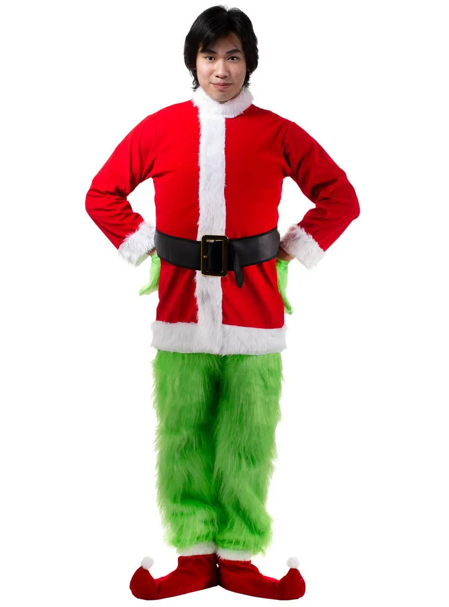 Furry Green Grinch Deluxe Mens Christmas Costume
