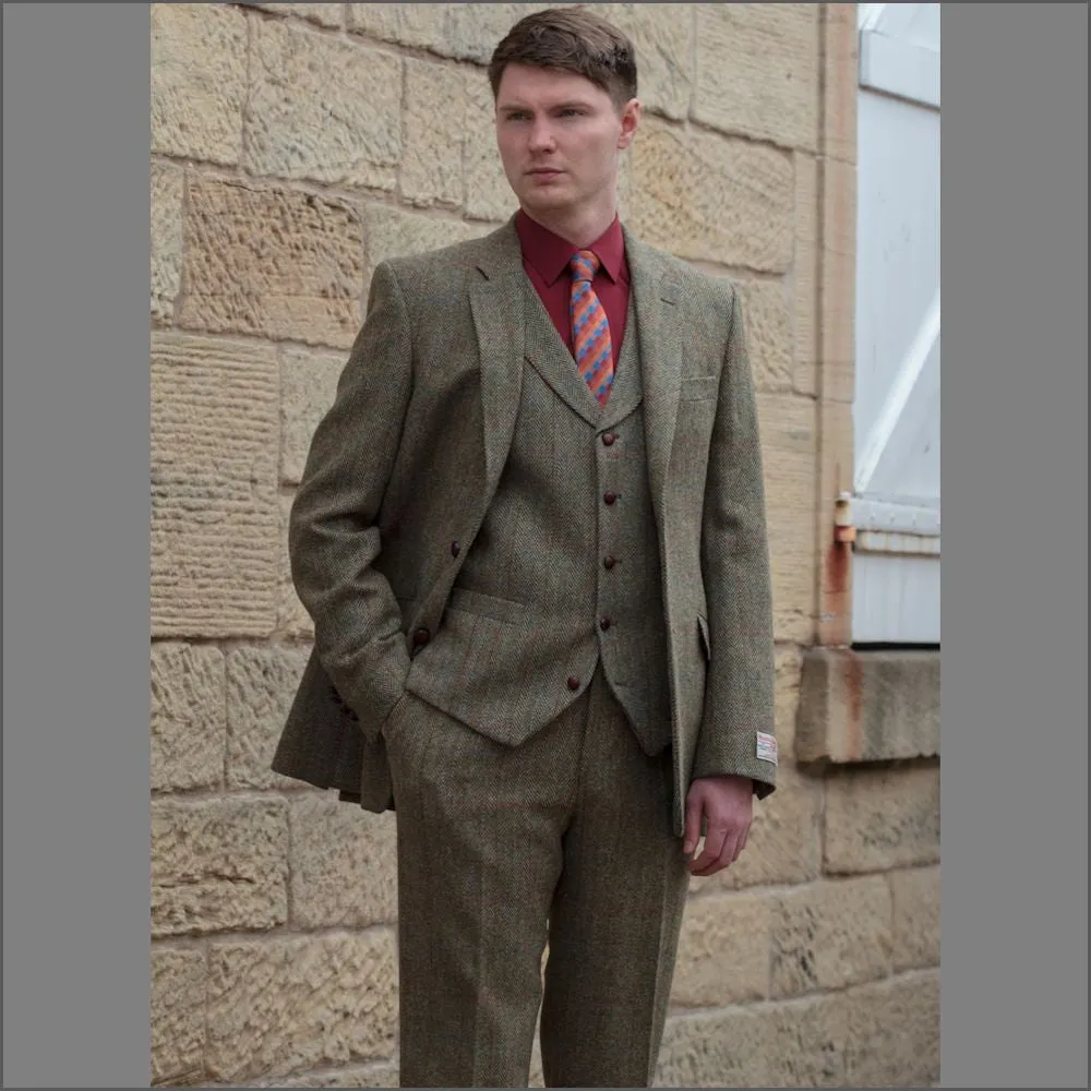 Harris Tweed Beige/Olive Herringbone Jacket*