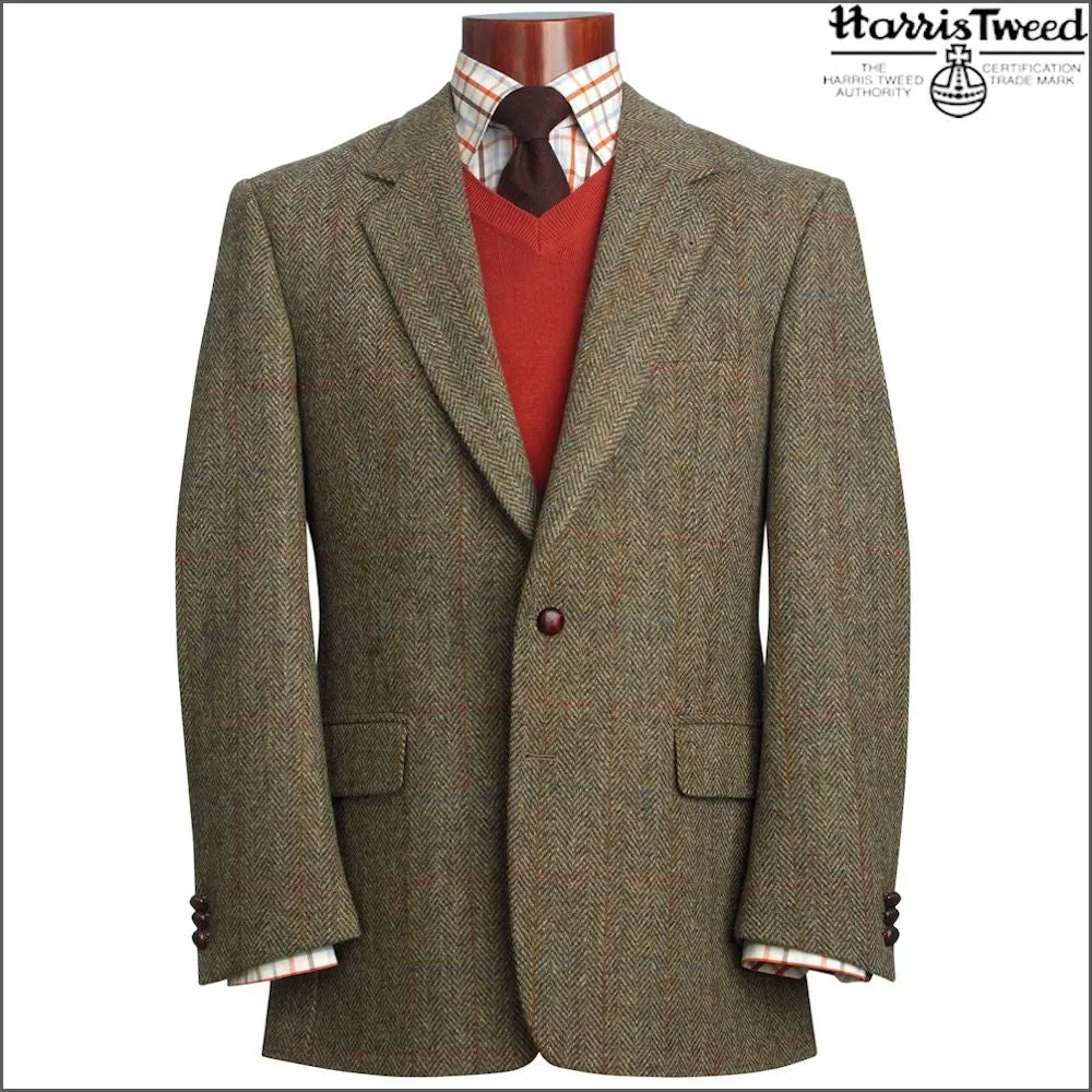 Harris Tweed Beige/Olive Herringbone Jacket*
