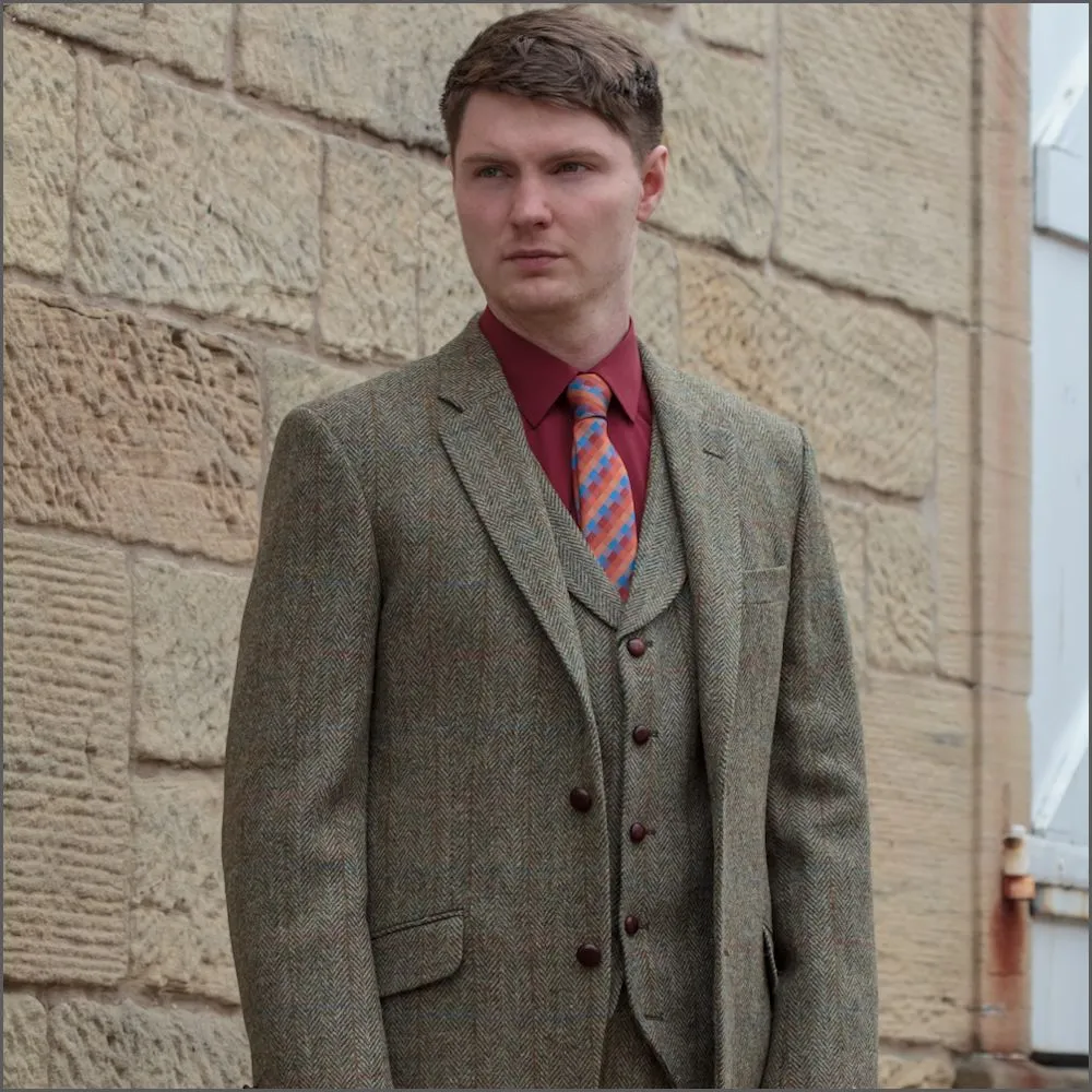 Harris Tweed Beige/Olive Herringbone Jacket*