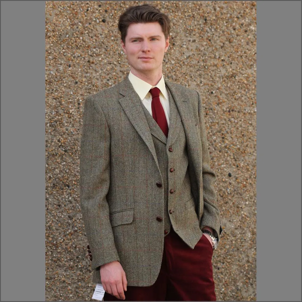 Harris Tweed Beige/Olive Herringbone Jacket*